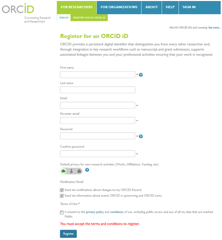 Screenshot ORCID ID