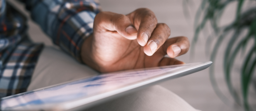 Woman looking at computer screen