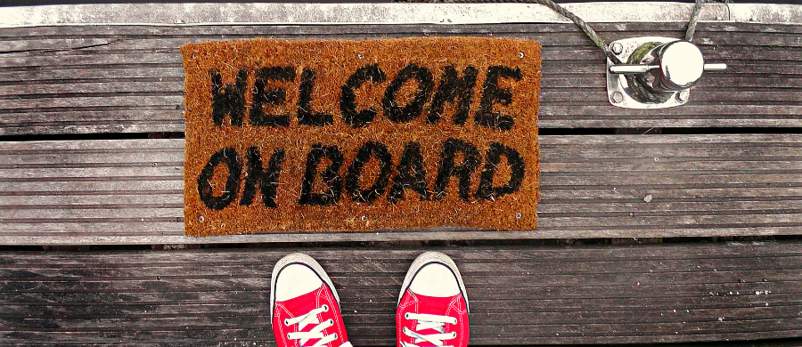 Doormat with the phrase welcome aboard