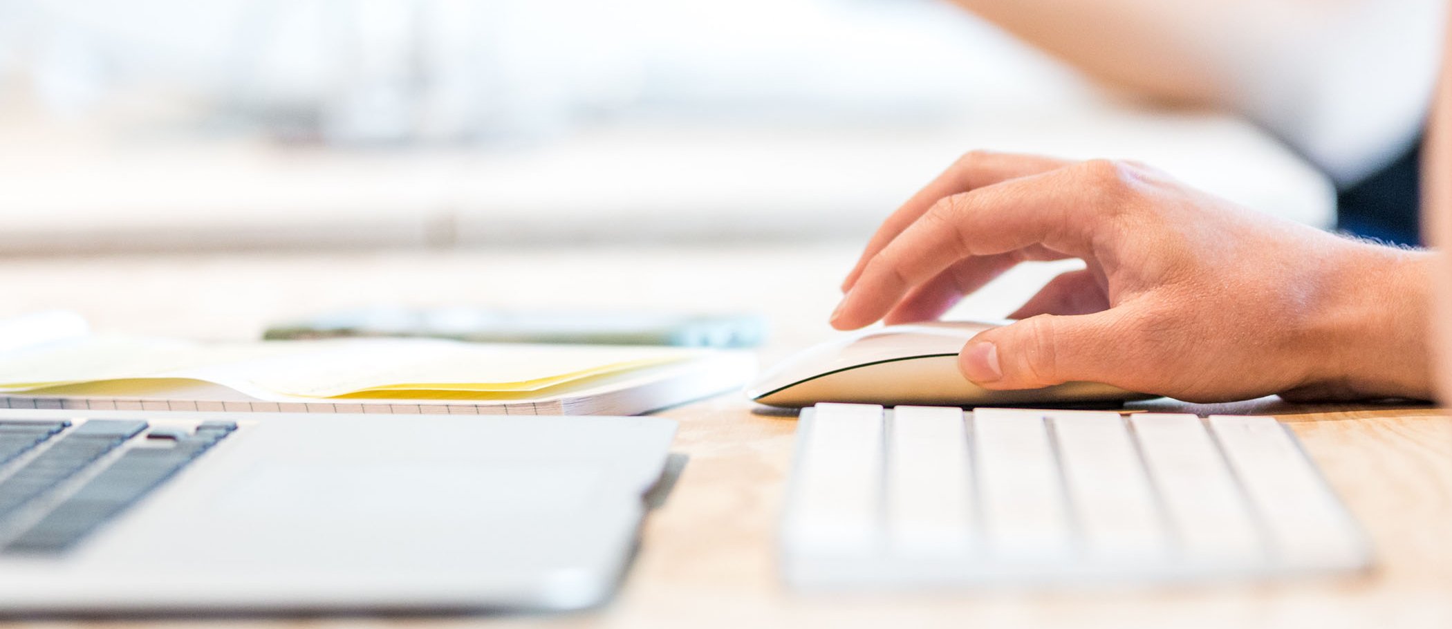 One person using a computer mouse