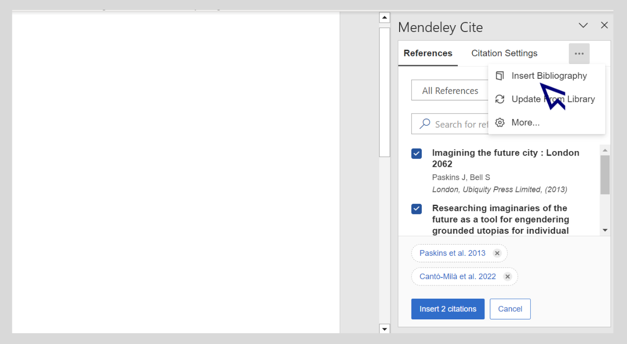 Insertar bibliografía Mendeley Cite