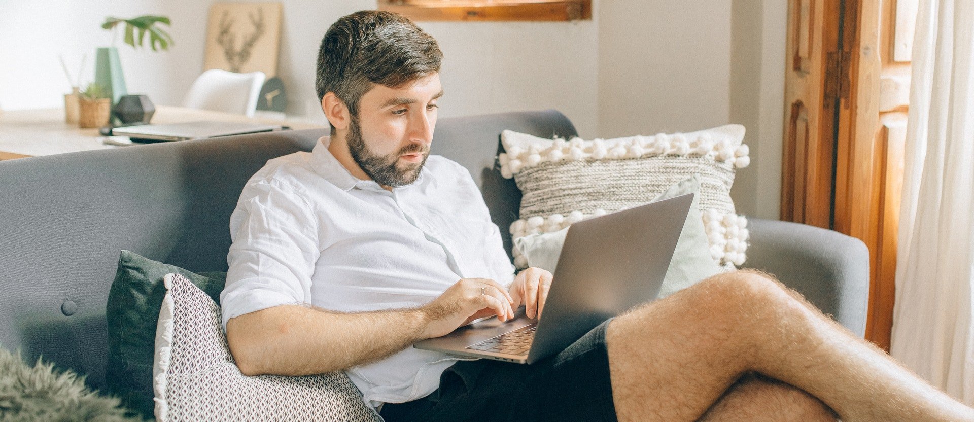Man watching videos with laptop