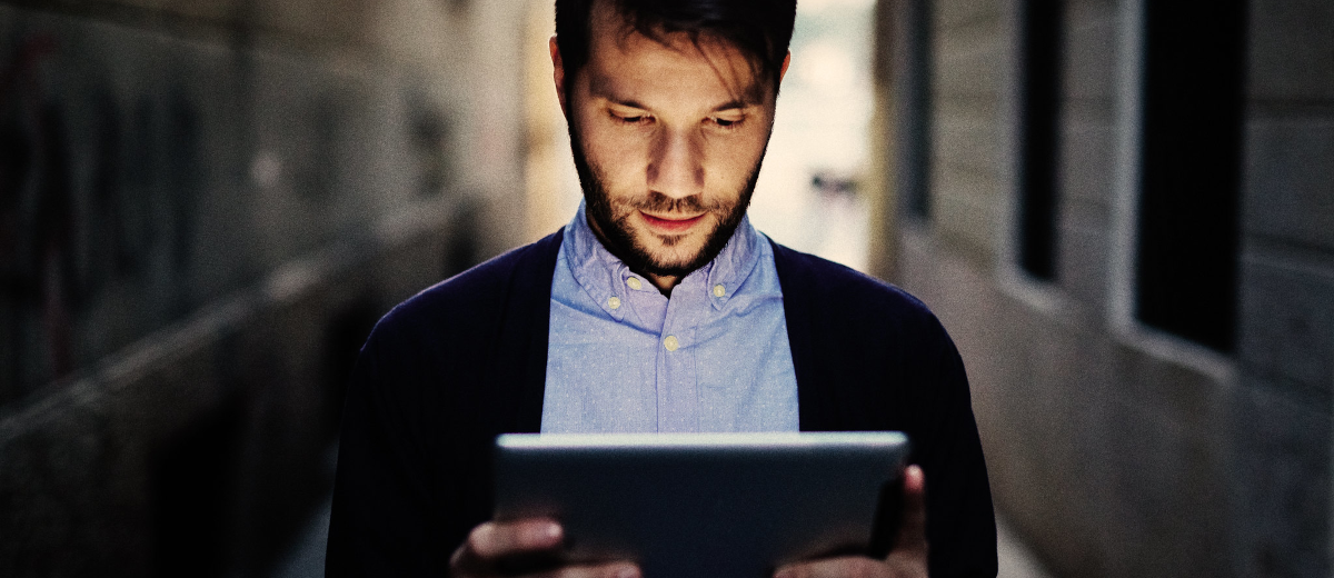 A man with a tablet