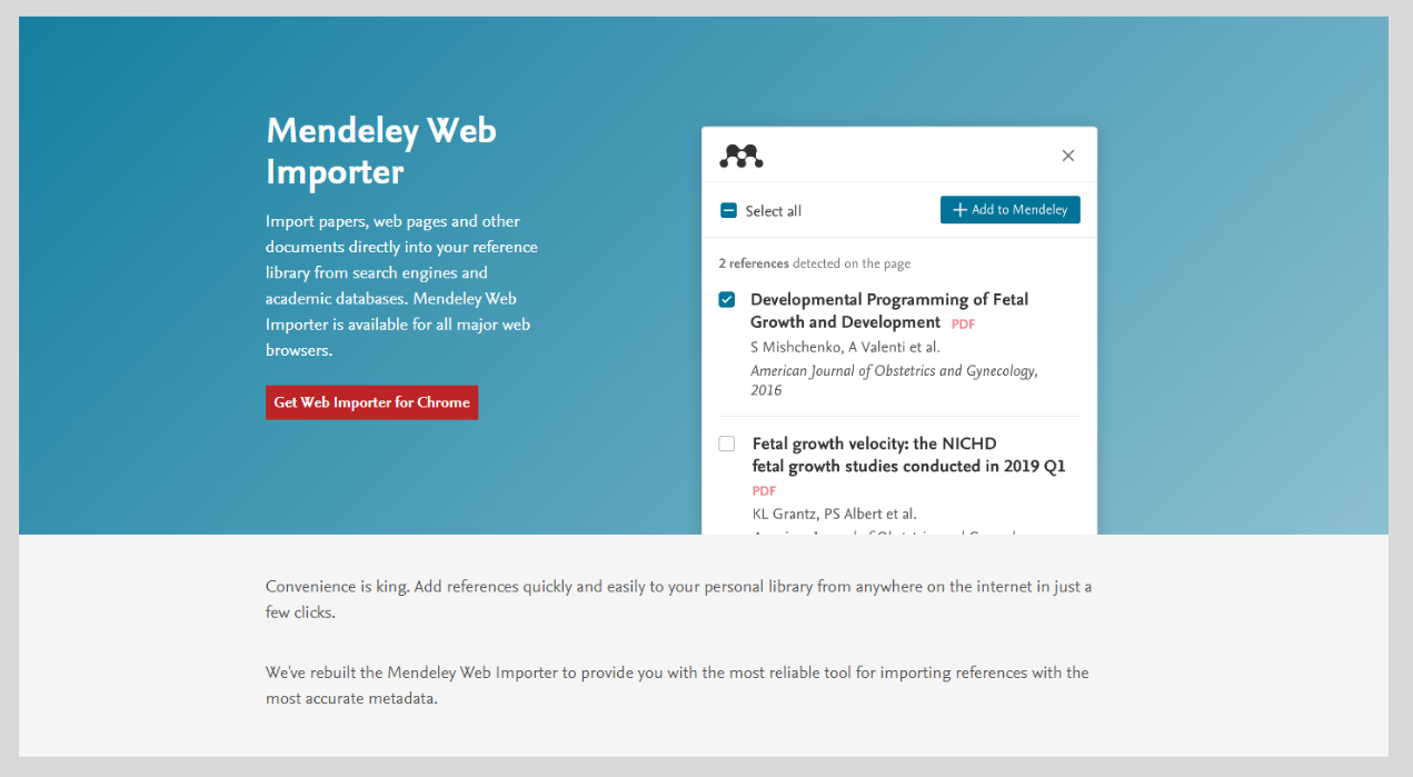 Mendeley web importer