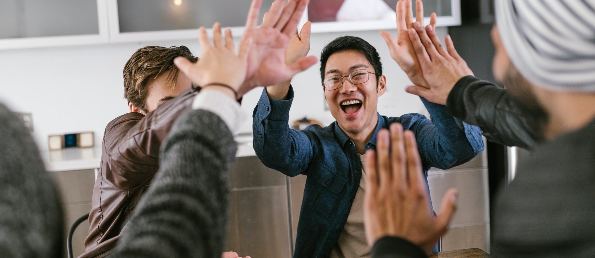 Group of people celebrating a success