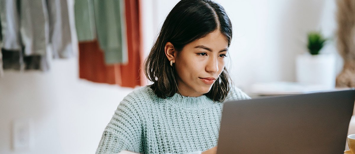 A woman using a laptop