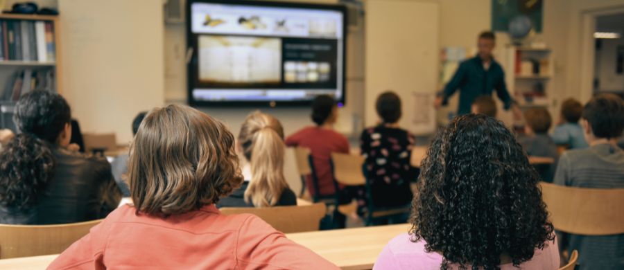 Un professor fent una classe als seus estudiants