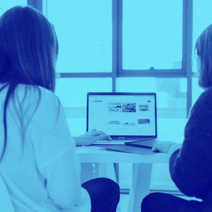 Women consulting work on laptop