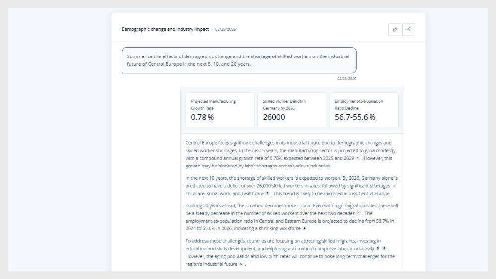 Pàgina de resposta del  Research AI