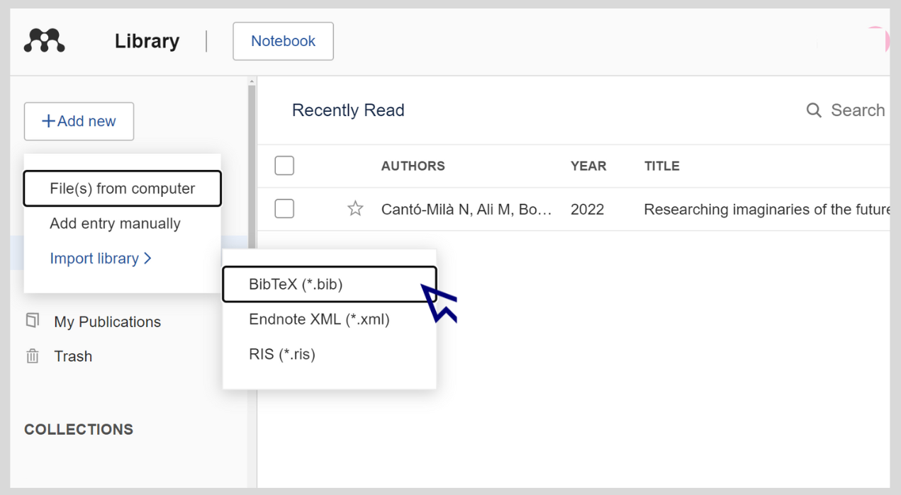 Importar archivo Mendeley
