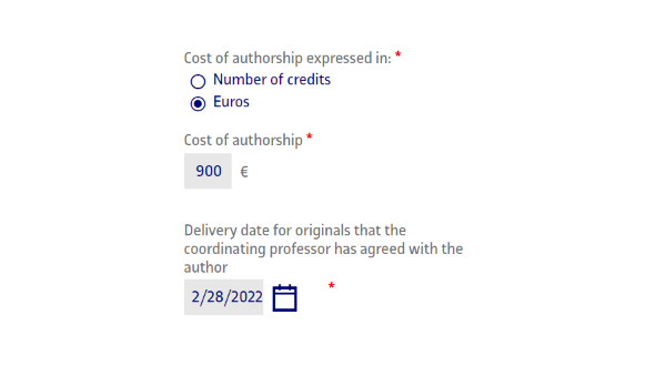 Form with hiring data 