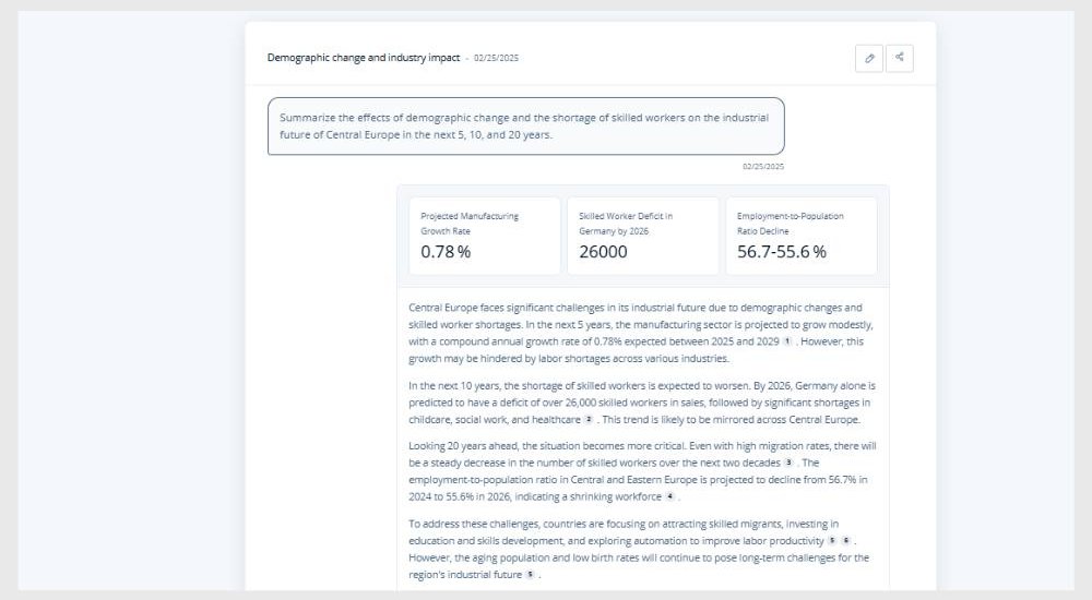 Pàgina de resposta del  Research AI